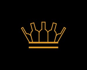 Golden crown with wine bottle outline