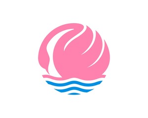 Swan floating in the water abstract