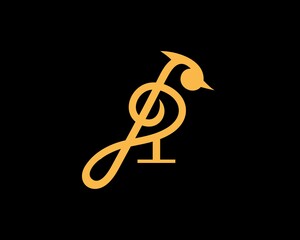 Collaboration bird with note music logo