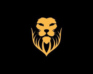 Abstract lion head in gold color