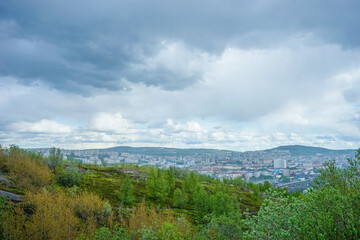 Obraz premium Murmansk, Russia. Natural landscape with city