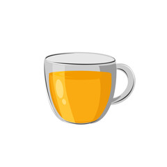 Closeup glass cup  of turmeric herbal tea isolated on white background. Icon vector illustration.