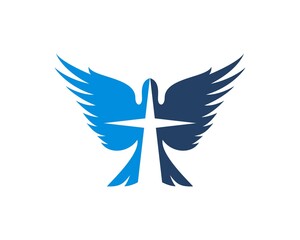 Flying christian bird with cross inside