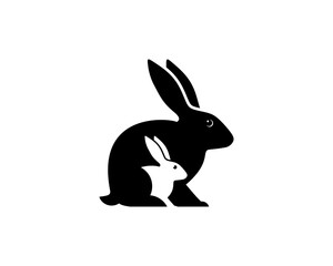 Black and white rabbit silhouette