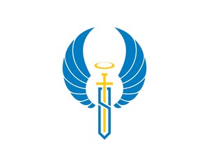 Blue wings with sword and S letter initial