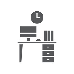 Office workspace desk vector icon symbol workspace isolated on white background