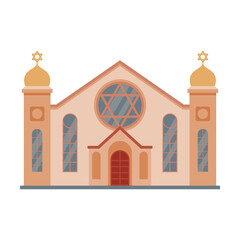 Synagogue Mosque Building, Religious Temple, Ancient Architectural Construction Vector Illustration
