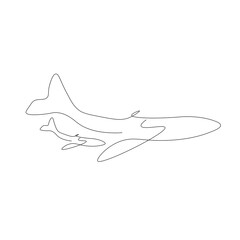 Obraz premium Animal background. Whales. Line drawing design. Vector illustration