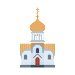 Orthodox Church Building, Ancient Russian Religious Temple Vector Illustration