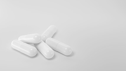 white pills on white background