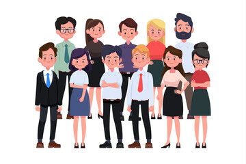 Group of business men and women, working people. Business team and teamwork concept. Flat design people characters.