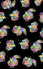 Flower design for fashion: exotic leaves and flowers in neon light. Seamless pattern