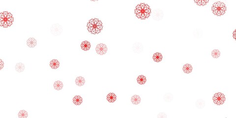 Light red vector doodle pattern with flowers.
