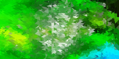 Light green, yellow vector abstract triangle backdrop.