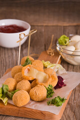 Fried Mozzarella cheese balls.
