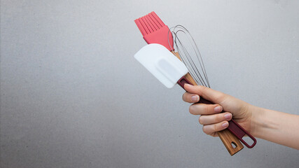 Pastry equipment in the hands of the cook