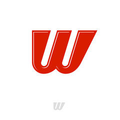 W letter. W flat monogram. Red monogram on a white background. Logo can be used for web, network, digital or business.