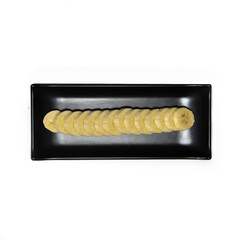 long black plate with banana