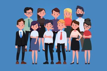 Group of business men and women, working people. Business team and teamwork concept. Flat design people characters.