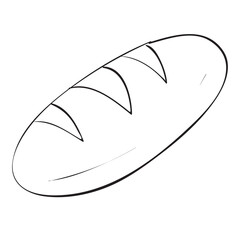 sketch of bread in the shape of a loaf, coloring book, cartoon illustration, vector illustration, isolated object on a white background,