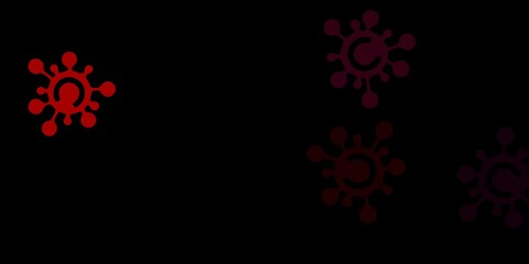 Dark pink, red vector background with covid-19 symbols.