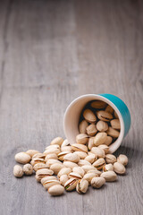 Pistachio on wooden table