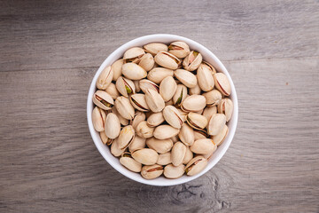 Pistachio on wooden table