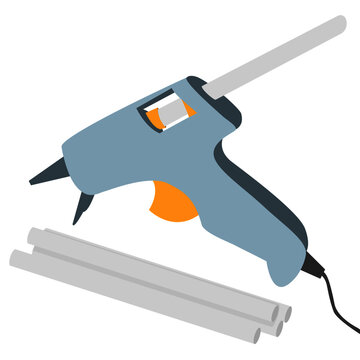 blue glue gun with glue sticks clip art preview