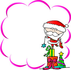 vector cartoon Santa Claus with border speech bubble 