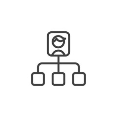 Business flow chart line icon. linear style sign for mobile concept and web design. Teamwork organization group outline vector icon. Symbol, logo illustration. Vector graphics