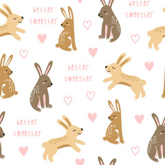 Seamless childish pattern with rabbits