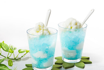 青空ゼリーをシャーベットにしました