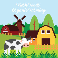 farm fresh organic foods. organic concept. vector illustration