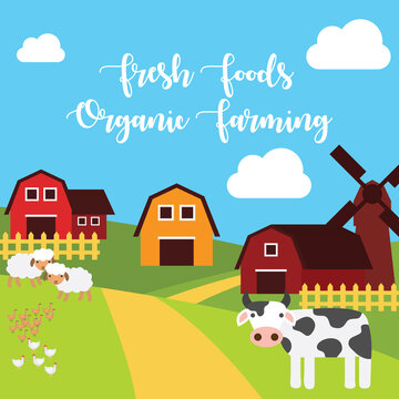 farm fresh organic foods. organic concept. vector illustration