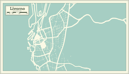 Livorno Italy City Map in Retro Style. Outline Map.