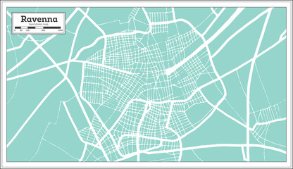 Ravenna Italy City Map in Retro Style. Outline Map.