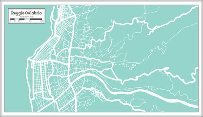 Reggio Calabria Italy City Map in Retro Style. Outline Map.