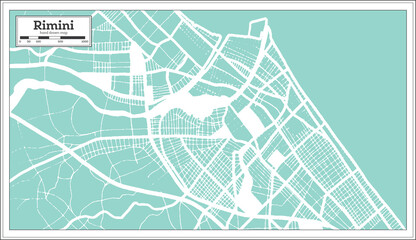 Rimini Italy City Map in Retro Style. Outline Map.