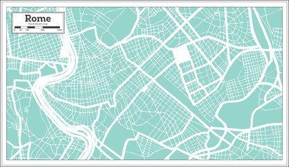 Rome Italy City Map in Retro Style. Outline Map.