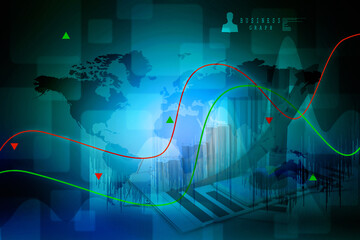 2d rendering Stock market online business concept. business Graph 