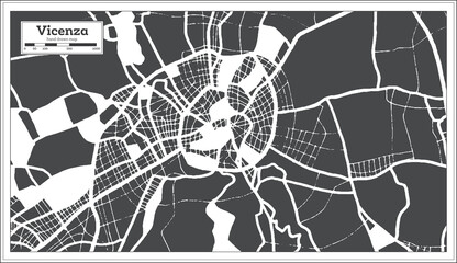 Vicenza Italy City Map in Black and White Color in Retro Style. Outline Map.