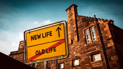 Obraz premium Street Sign to NEW LIFE versus OLD LIFE