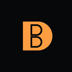minimal simple initial biased letter B logo design with black background