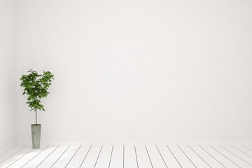 Obraz premium White empty room. Scandinavian interior design. 3D illustration