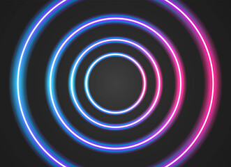 Flat vector. Neon glow cyberpunk background. Dynamic shapes composition. Eps10 vector.