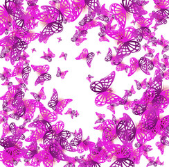 Butterflies Background. Flying butterflies. Colorful butterfly isolated on white background. Spring and summer insects vector illustration.