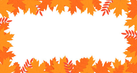 Autumn background. Autumn leaves frame. Template for banner, poster, card or advertising. Vector illustration