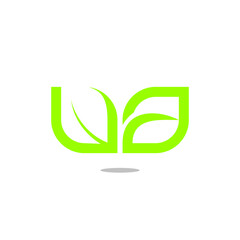 Letter UA Initial Leaf Logo Design Vector Template Illustration