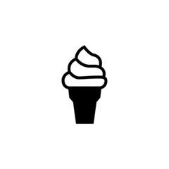 Ice cream icon in black flat glyph, filled style isolated on white background