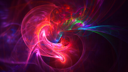 3D rendering abstract multicolor fractal light background